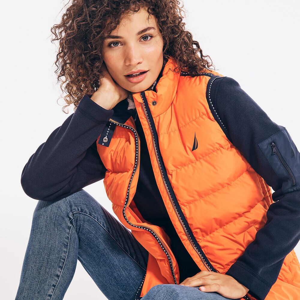 QUILTED LOGO PATCH TEMPASPHERE VEST,Pale Coral,large
