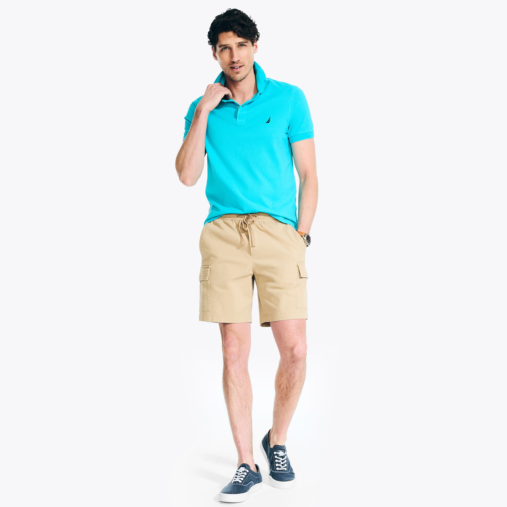 8" Pull-On Boardwalk Cargo Short,Military Tan,large