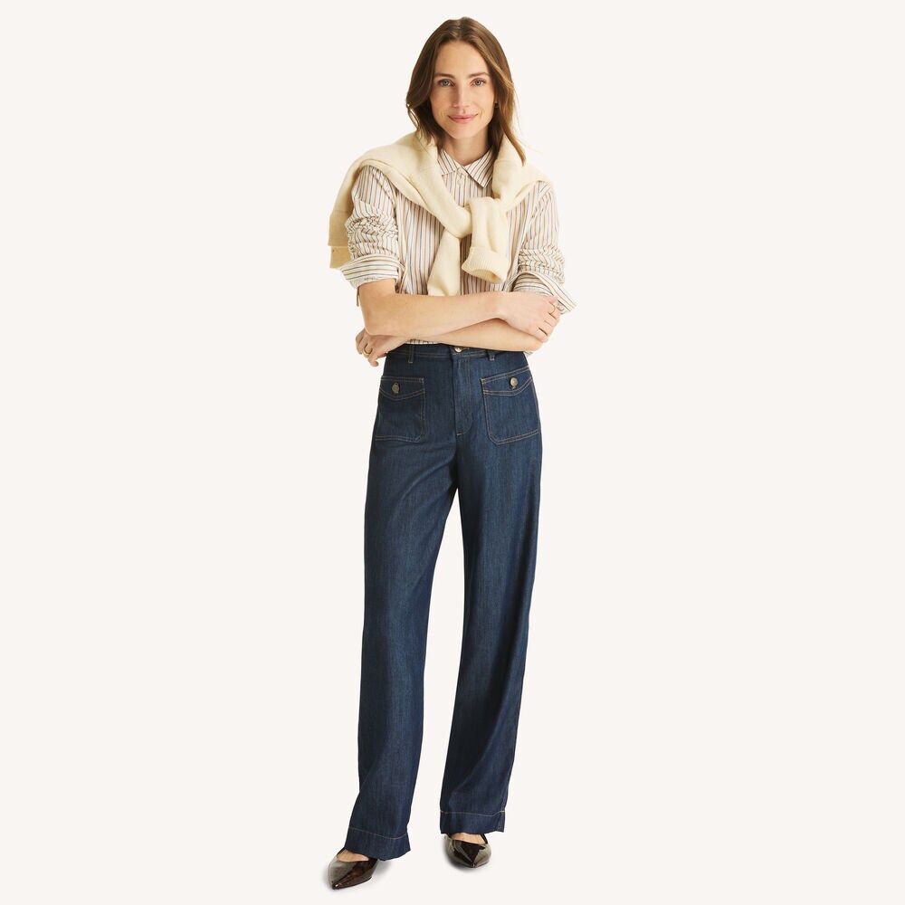 Chambray Wide Leg Pant,Stellar Blue Heather,large