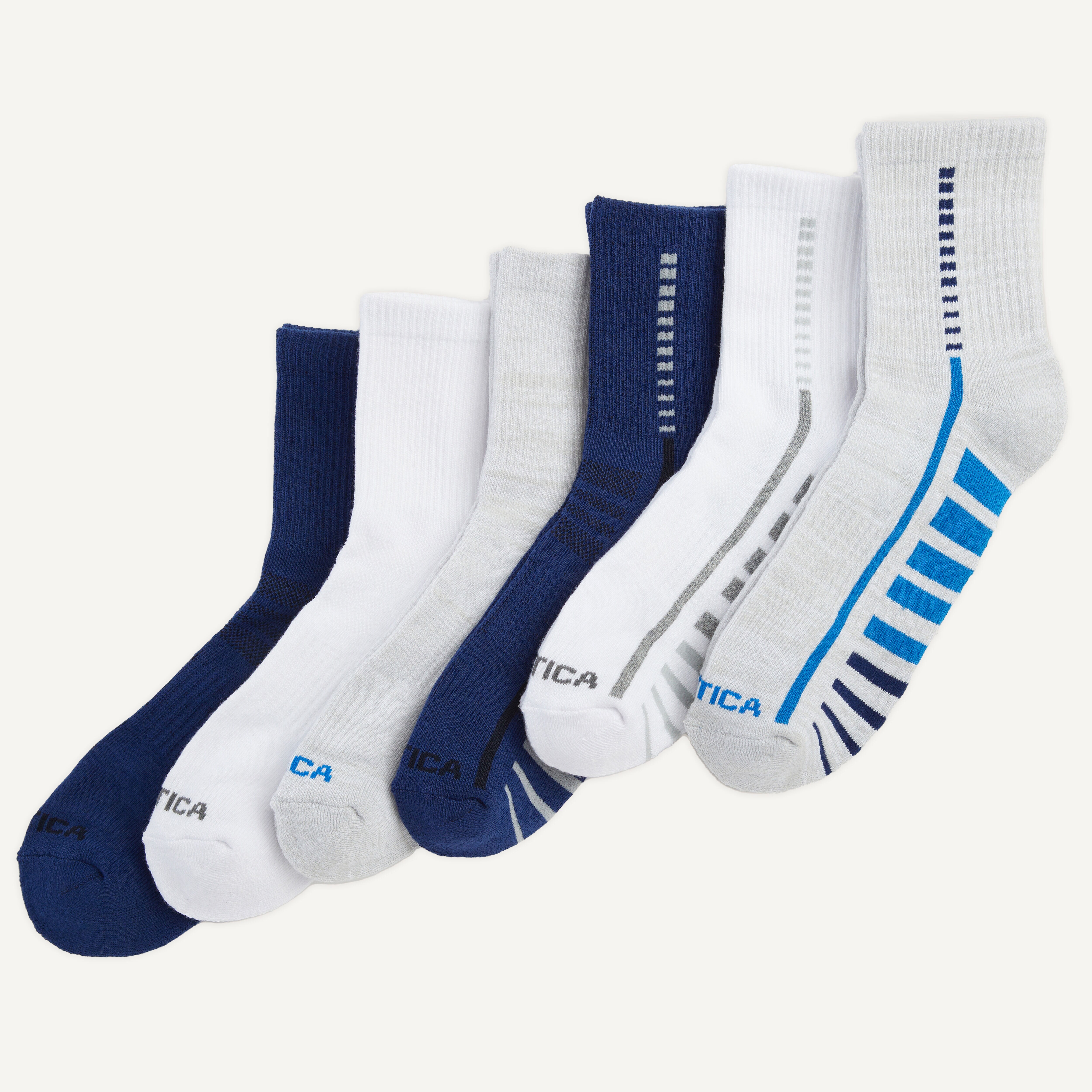 DESTINATION『US Natural Socks6'0-6'4』NAVY High Quarter Socks, 6-pack | Nautica