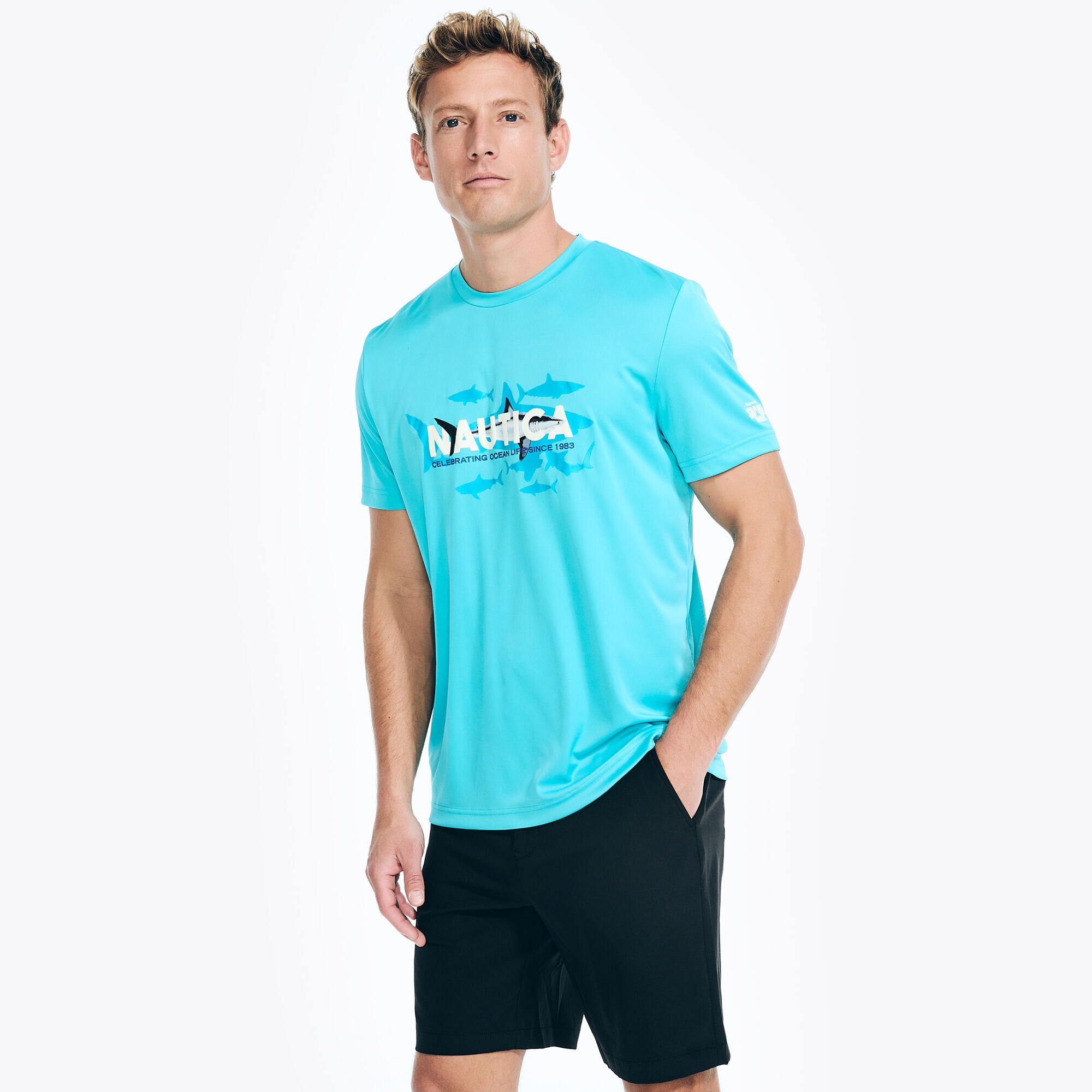 Shark Week x Nautica Sustainably Crafted Shark Graphic T-Shirt,Star Sapphire,large