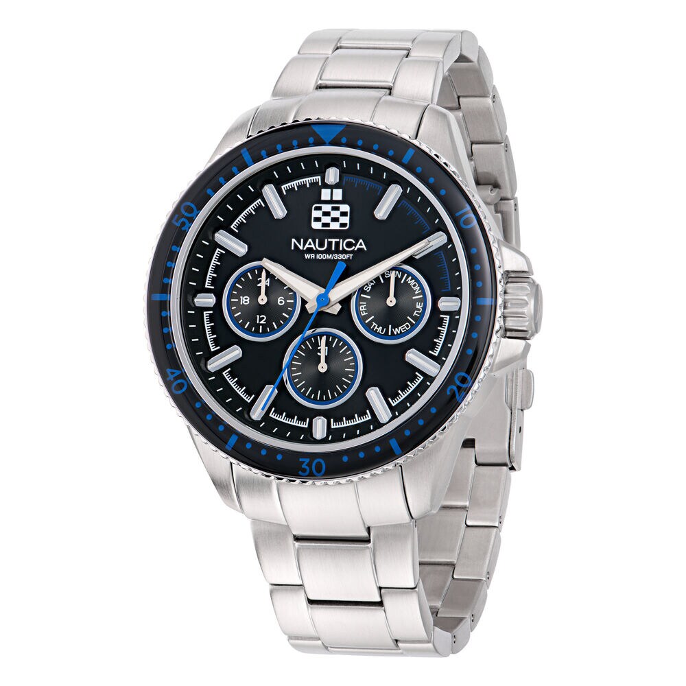 NCT Windrose Stainless Steel 3-Hand Watch,Moorings Grey Heather,large