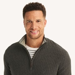 Big & Tall Textured Quarter-Zip Sweater,Charcoal Heather,large