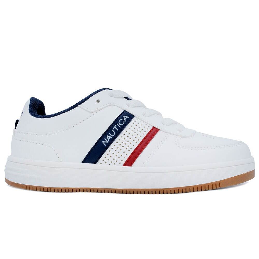Boys' Side Stripe Lace-Up Sneaker,Bright White,large