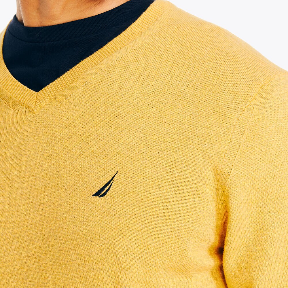 Navtech V-Neck Deck Sweater,Marigold,large