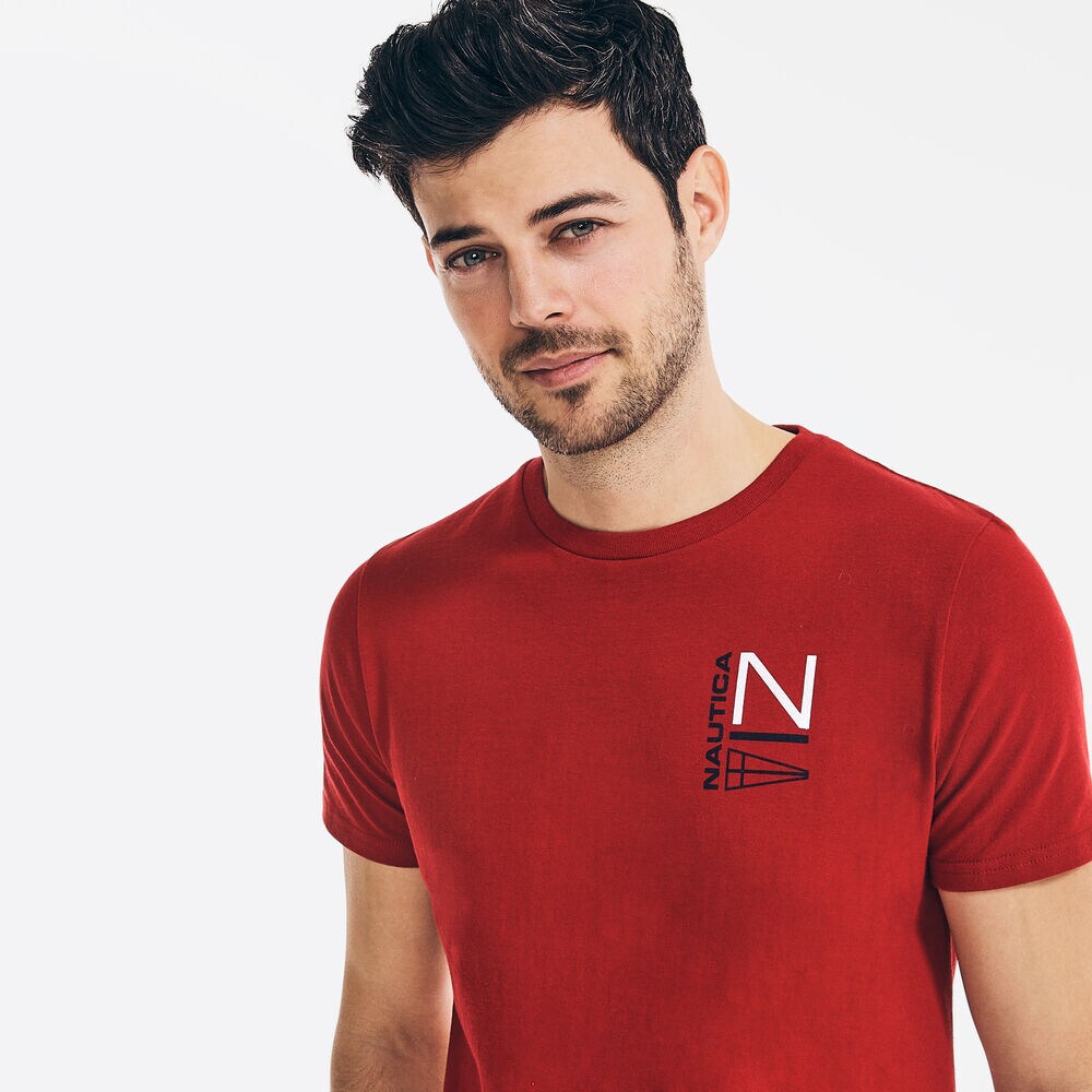 LOGO GRAPHIC T-SHIRT,Nautica Red,large