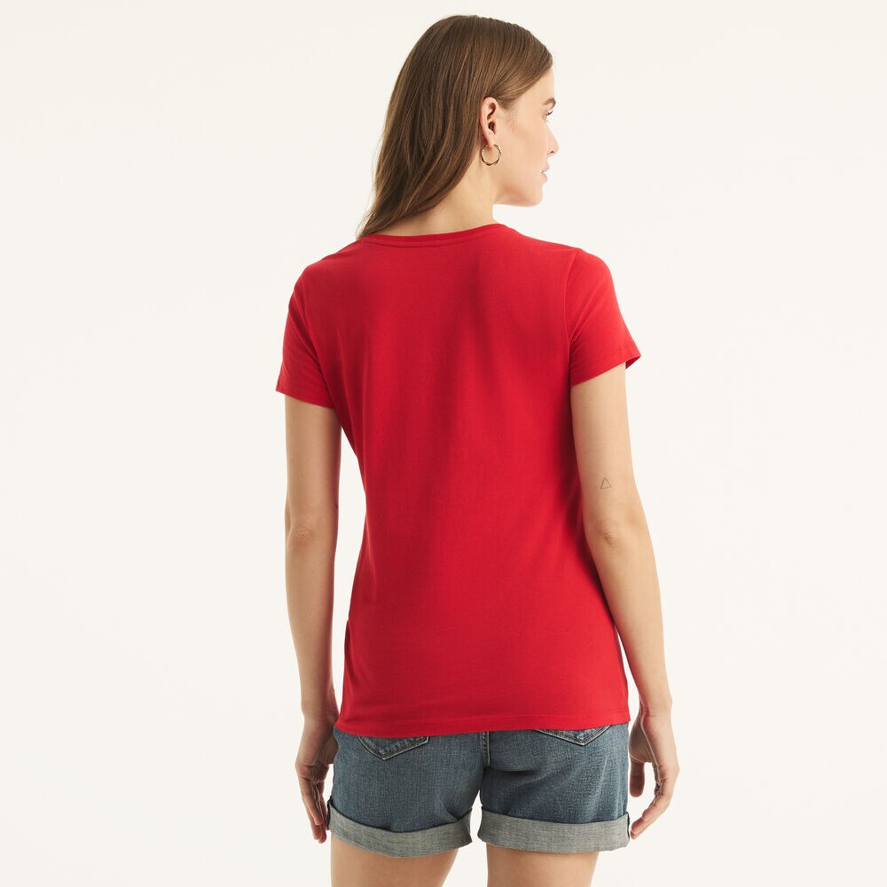 NAUTICA Women's Solid V-Neck T-Shirt - 100% Cotton Short Sleeve Tee