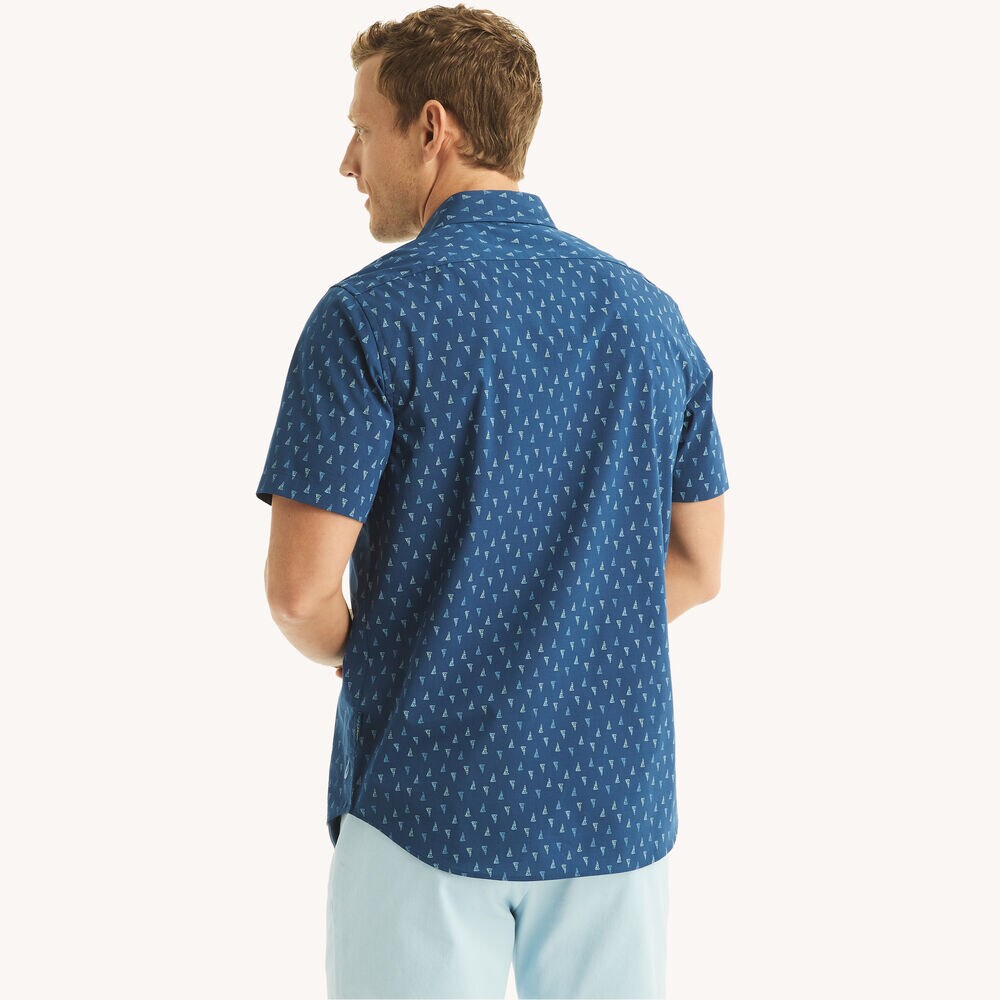 Big & Tall Navtech Classic Fit Printed Short-Sleeve Shirt,Estate Blue,large
