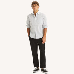 Classic Fit Wrinkle-Resistant Plaid Shirt,Bright White,large