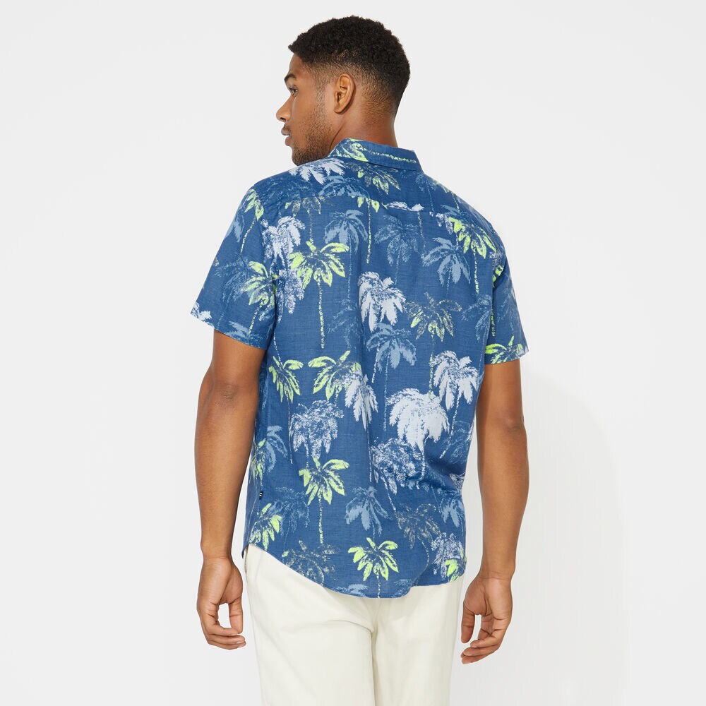 TROPICAL PRINT LINEN SHORT SLEEVE SHIRT,Limoges,large