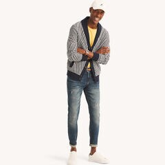 Textured Cardigan,Navy,large