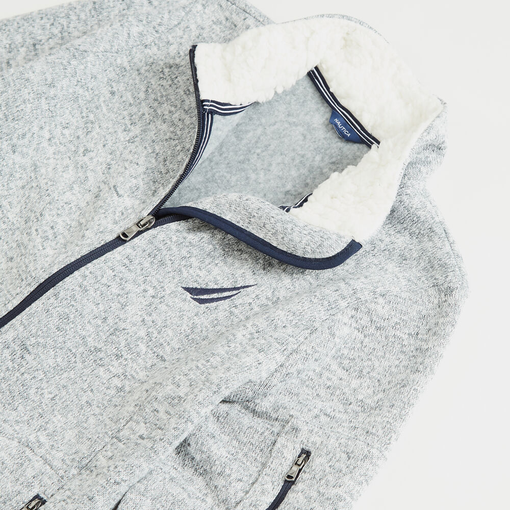 BRAND ICON FULL-ZIP FLEECE,Quarry Heather,large