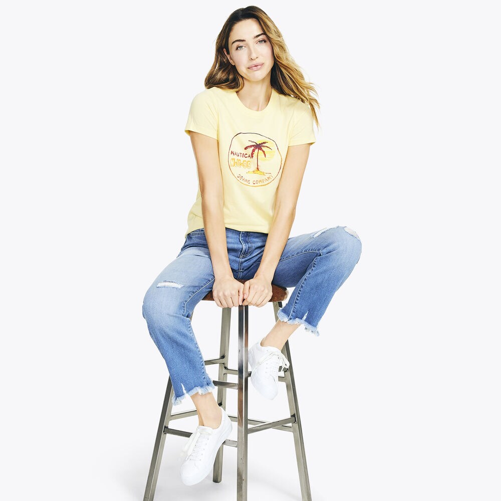 NAUTICA JEANS CO. SUSTAINABLY CRAFTED SUNSET GRAPHIC T-SHIRT,Light Gold,large