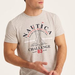 Nautica Challenge Graphic T-Shirt,Grey Heather,large