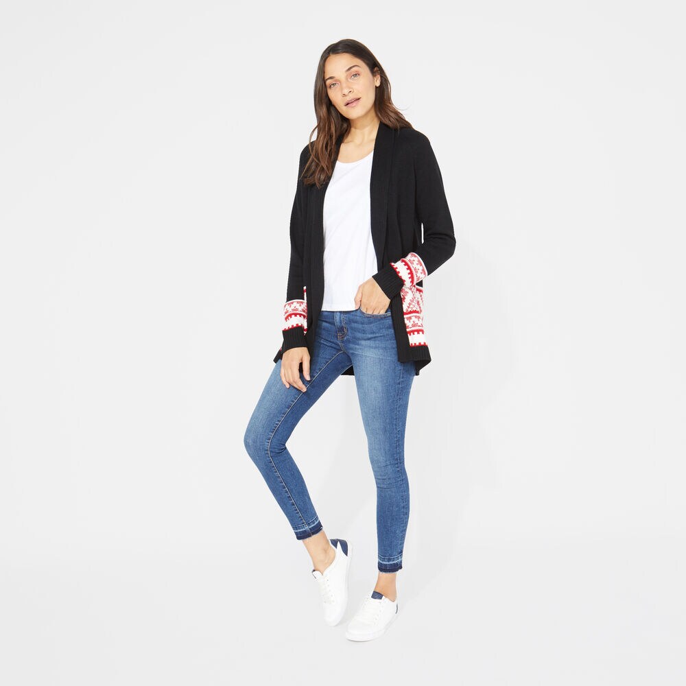 AZTEC PATTERN CARDIGAN,True Black,large