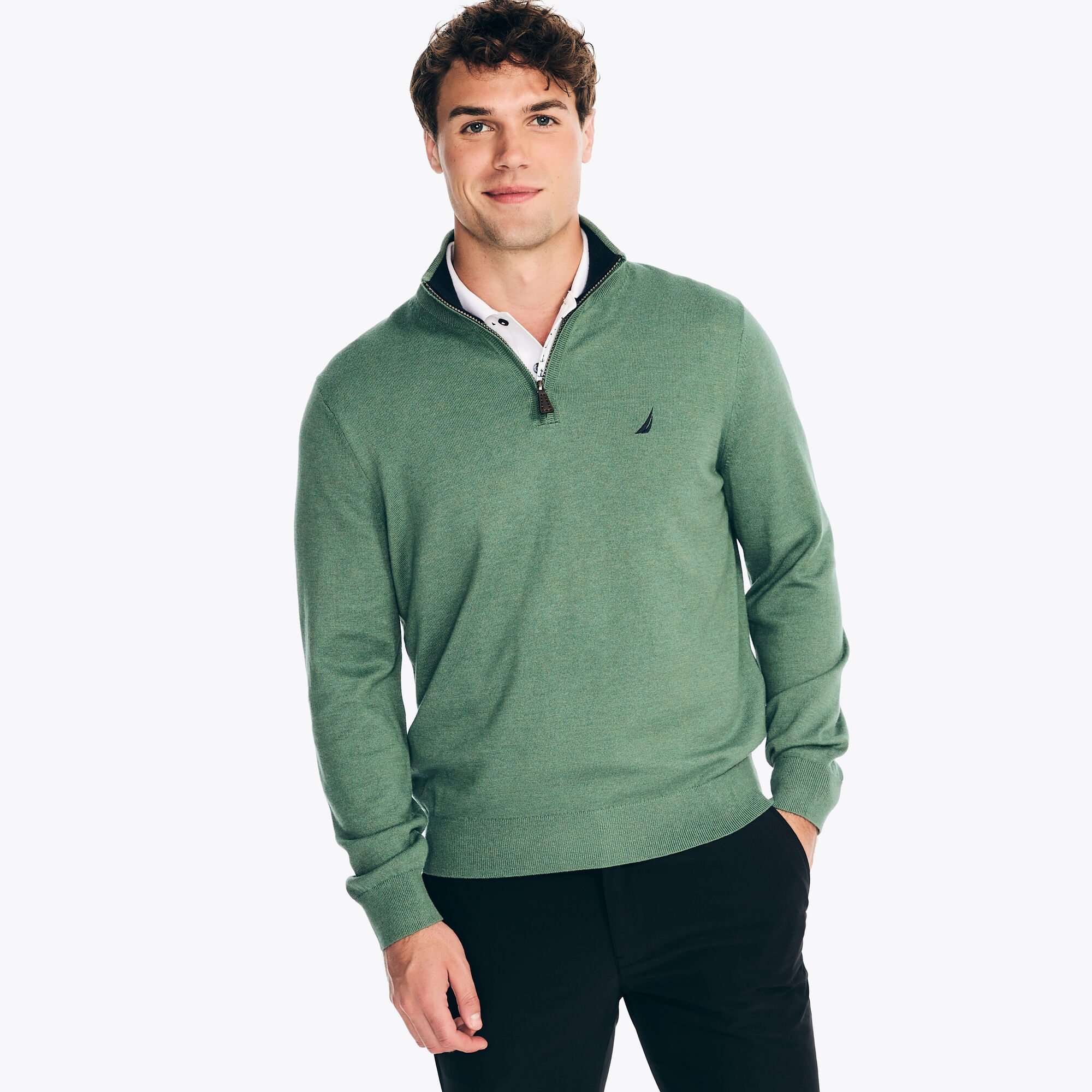 Navtech Quarter-Zip Sweater,Sage,large
