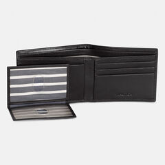 LEATHER BIFOLD PASSCASE WALLET,True Black,large