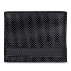 Perforated Leather Bifold Wallet,Black,large