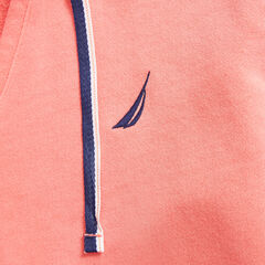 V-NECK PULLOVER HOODIE,Pale Coral,large