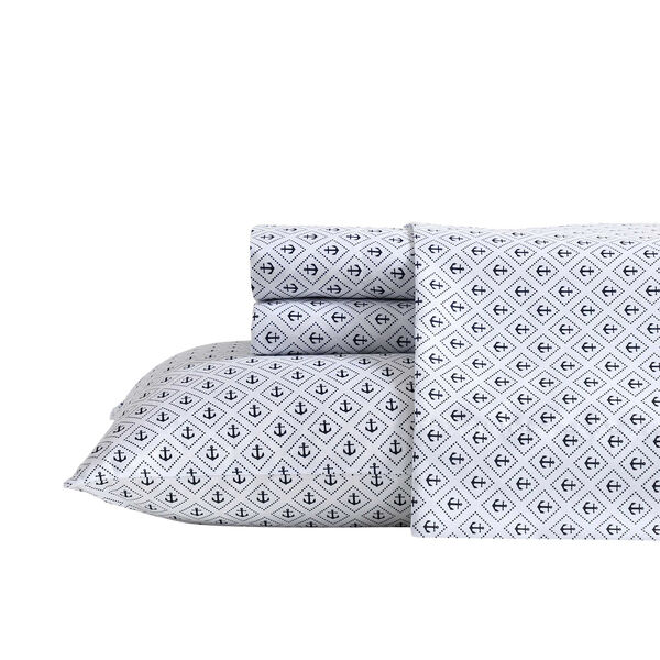 Diamond Anchor Blue Queen Sheet Set