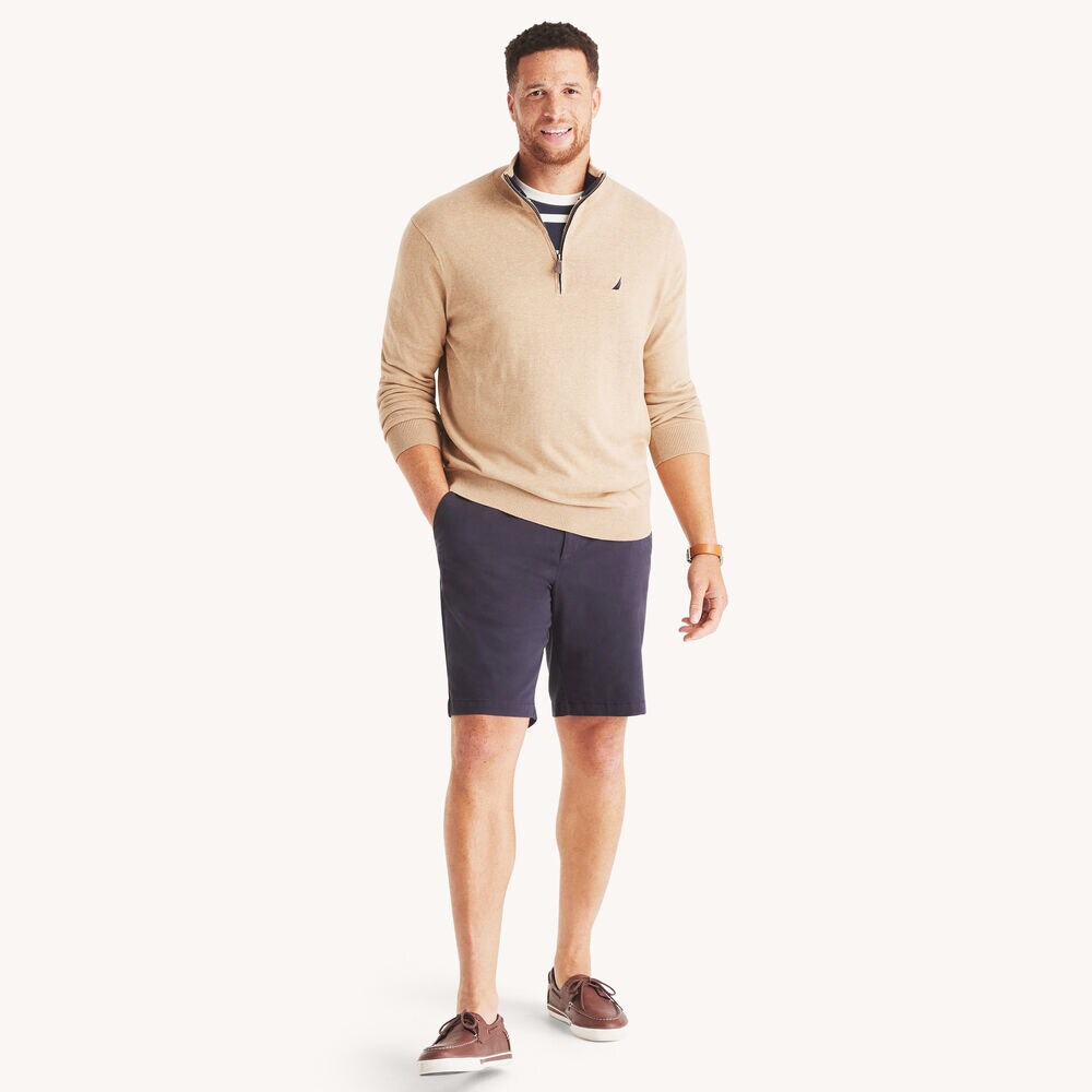 Big & Tall Navtech Quarter-Zip Sweater,Camel Heather,large