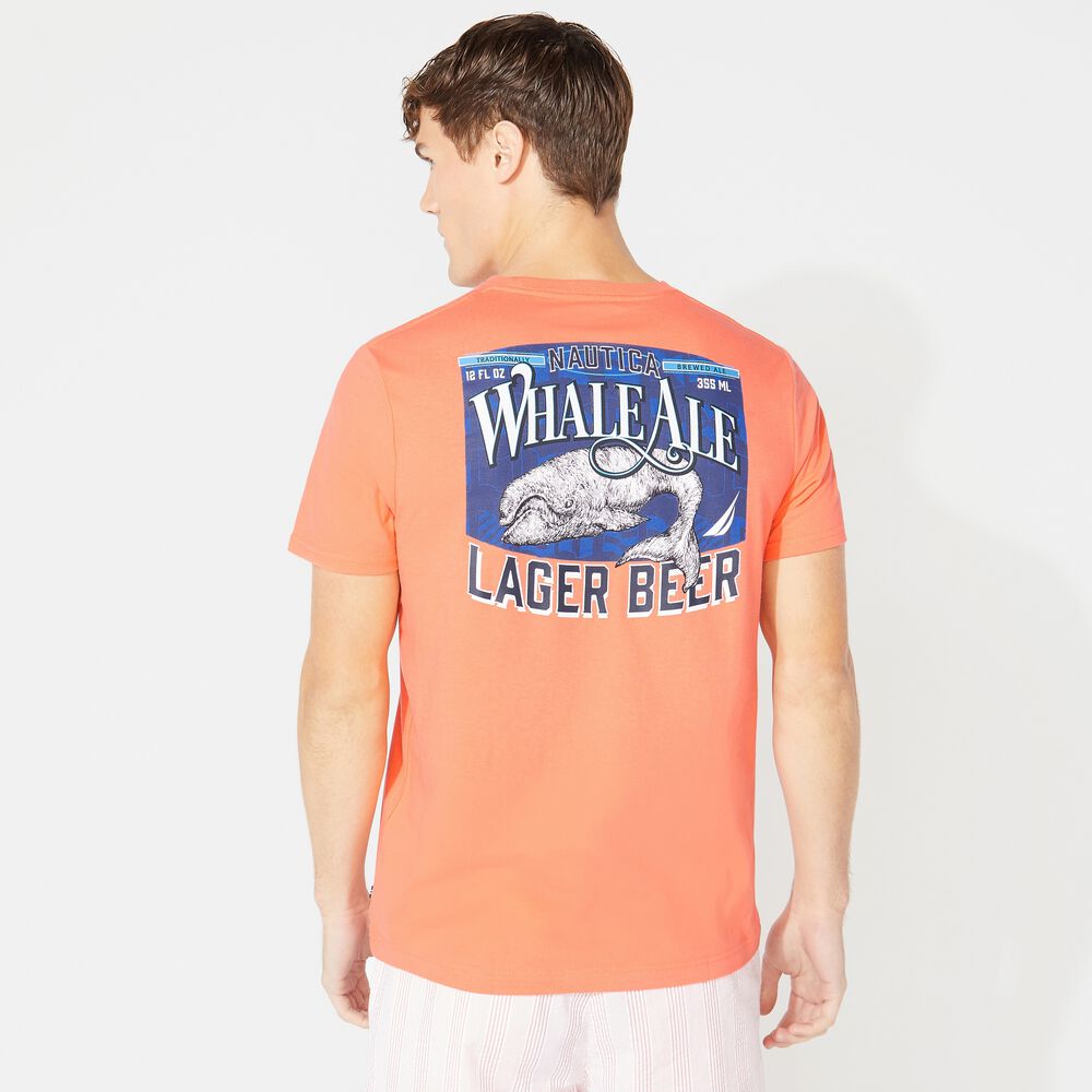 BIG & TALL WHALE ALE PRINT T-SHIRT,Livng Coral,large