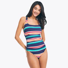 STRIPED ONE-PIECE SWIM,Stellar Blue Heather,large