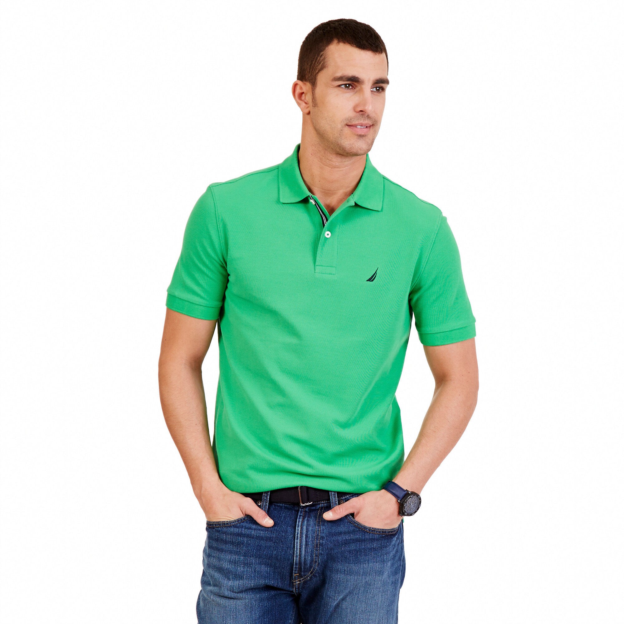 Big & Tall Performance Pique Classic Fit Polo,Army Green,large