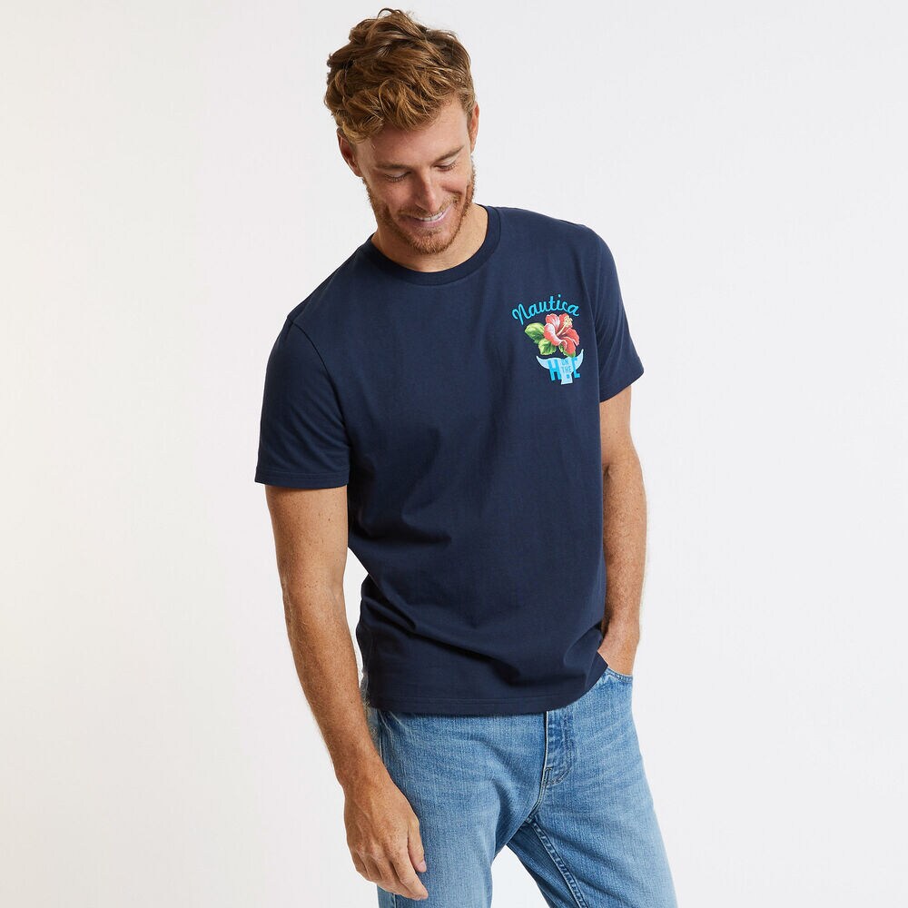 Whale's Tale Crewneck T-Shirt,True Navy,large