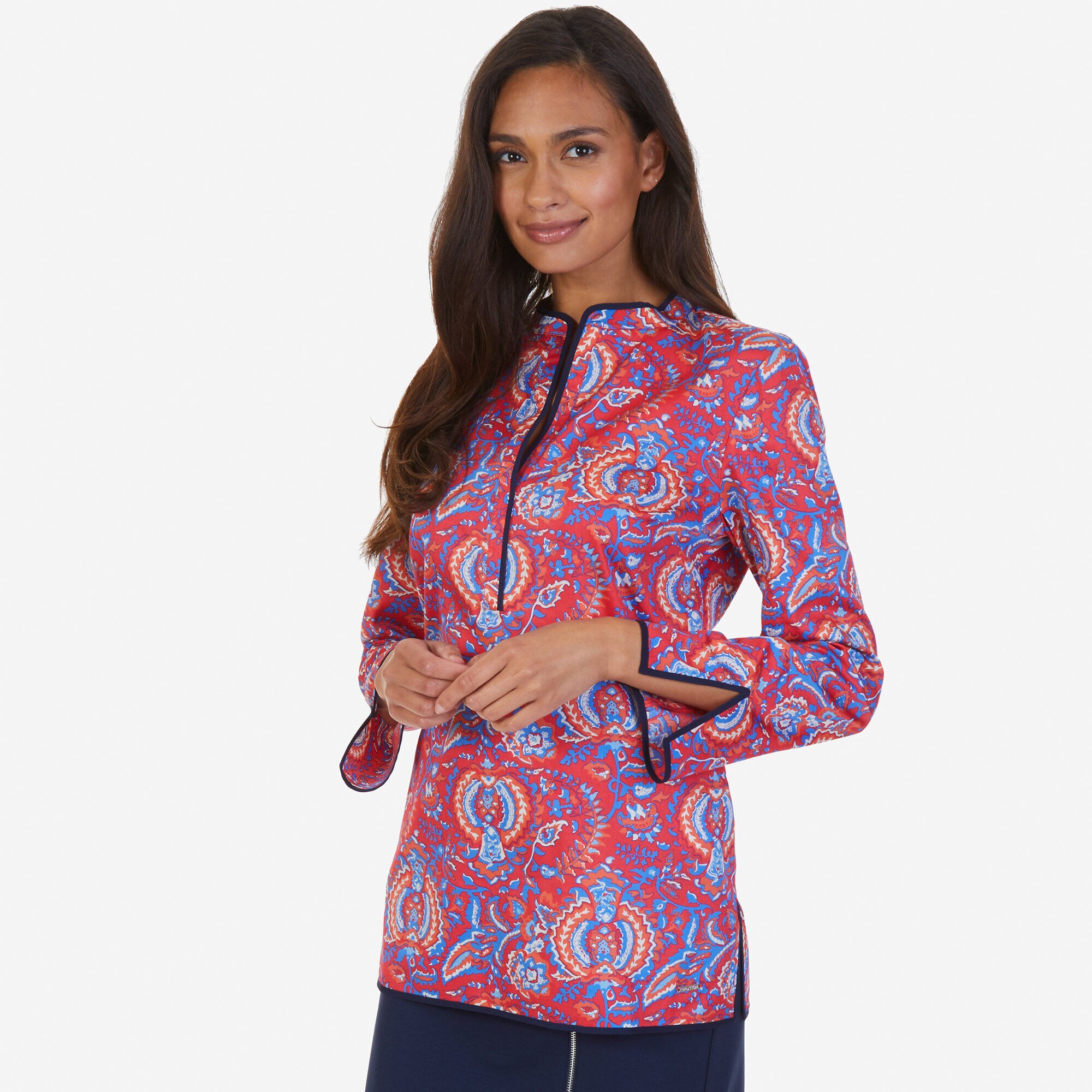 Paisley Tunic,Tomales Red,large