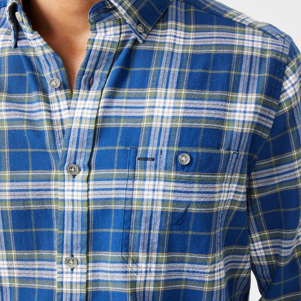 PLAID FLANNEL SHIRT,Estate Blue,large