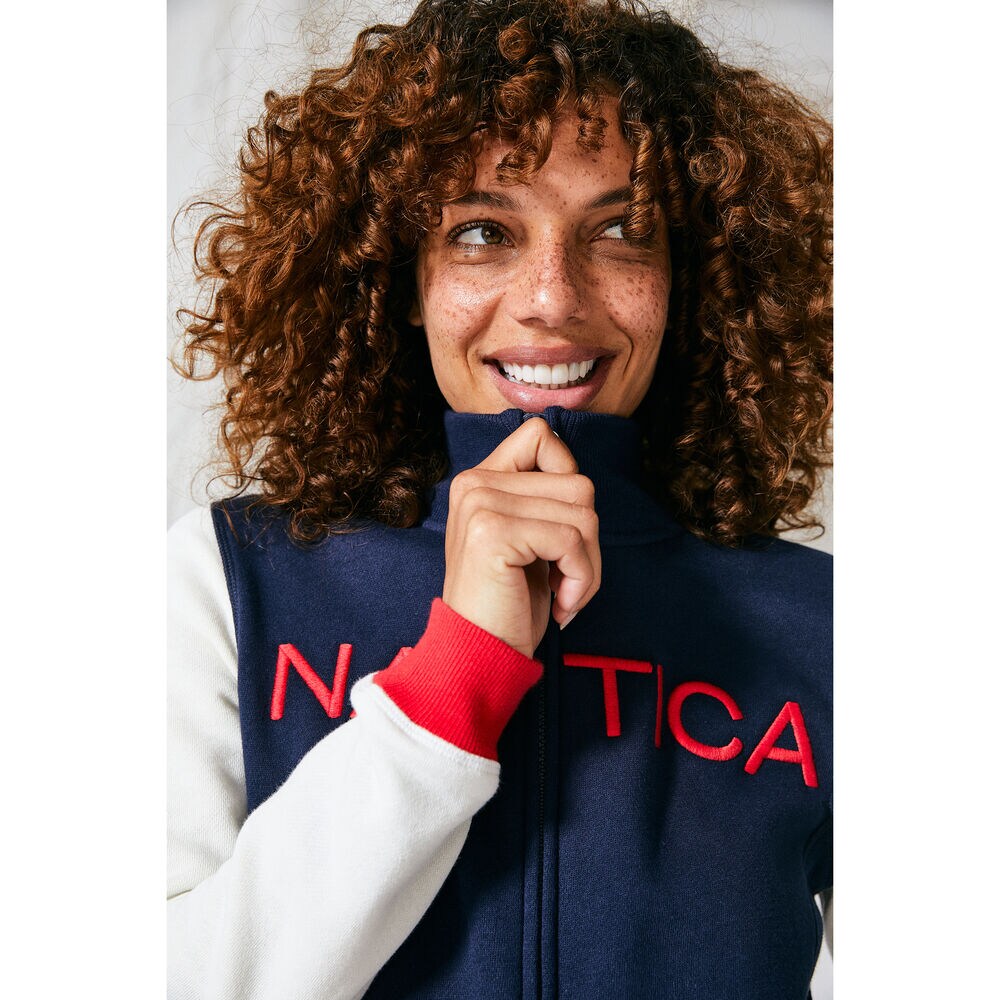 COLORBLOCK FULL-ZIP SWEATSHIRT,Stellar Blue Heather,large