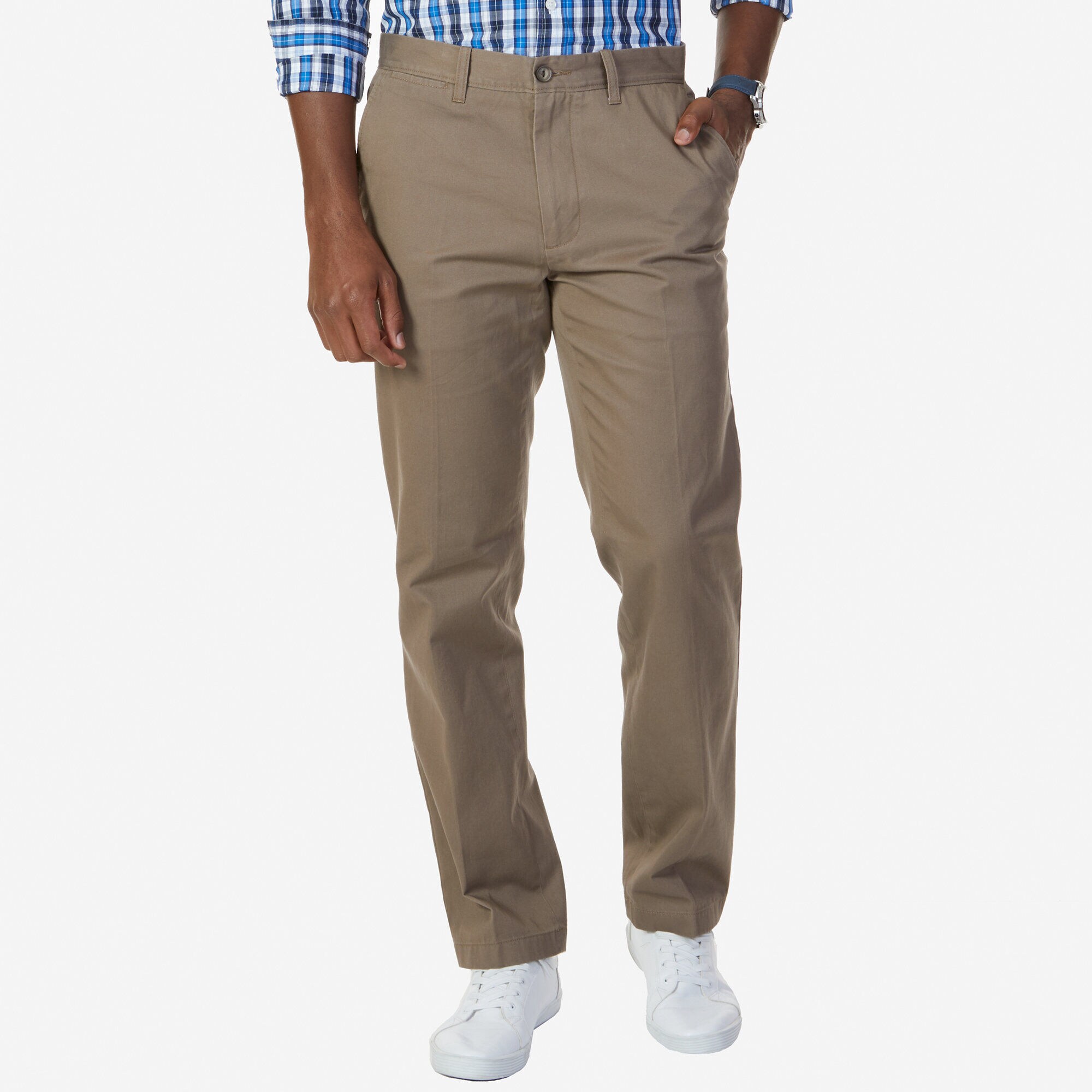Flat Front Classic Fit Pants,Truffle,large