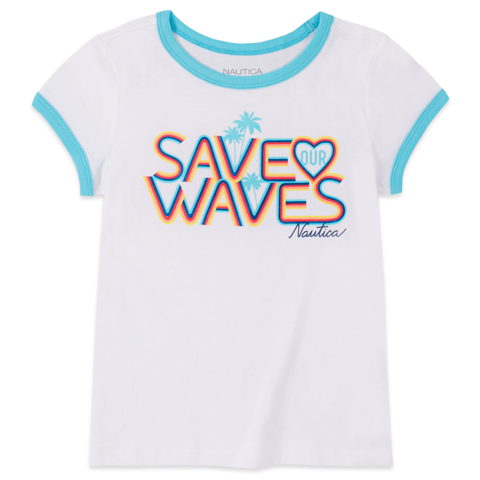 TODDLER GIRLS' SAVE OUR WAVES FOIL GRAPHIC T-SHIRT (2T-4T),Antique White Wash,large