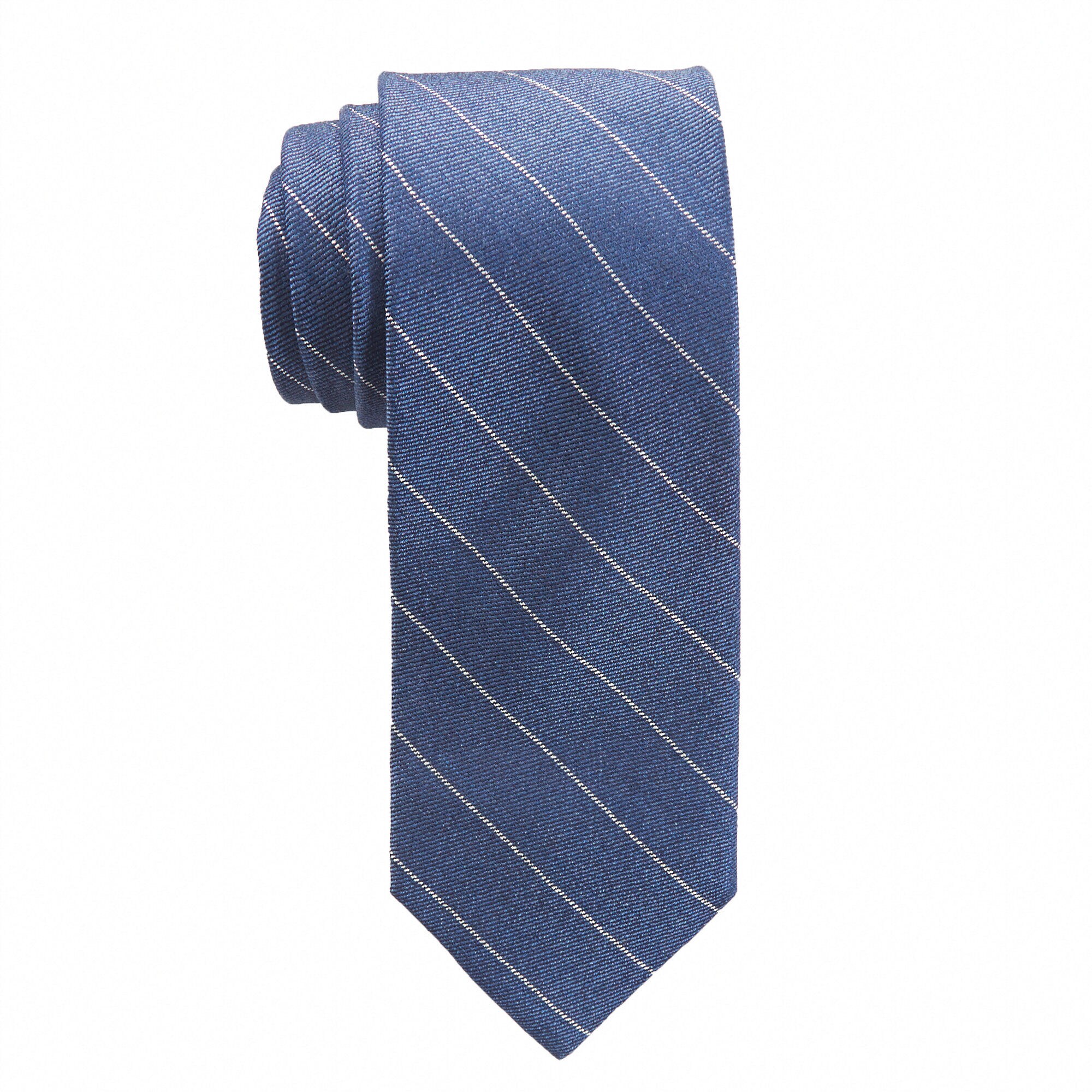 Italian Made Pinstripe Silk Tie,Ice Blue,large