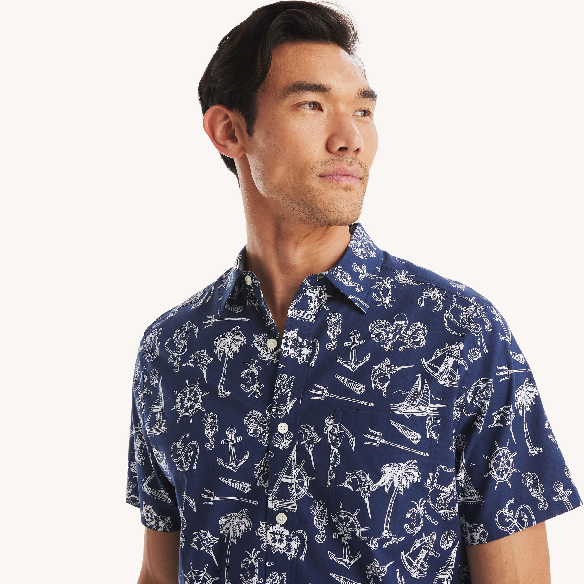 Nautica Mens Big & Tall Printed Short-Sleeve Shirt - Picture 2 of 4