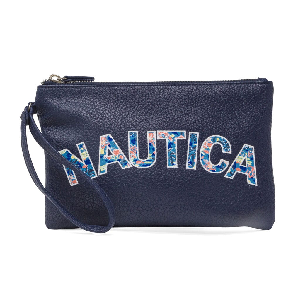 Heritage Logo Flat Wristlet,Navy,large