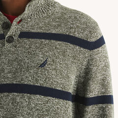 Striped Mock-Neck Sweater,Olive,large