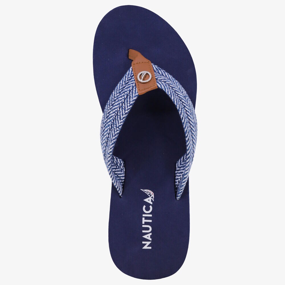CHEVRON WOVEN FLIP FLOP,Navy,large