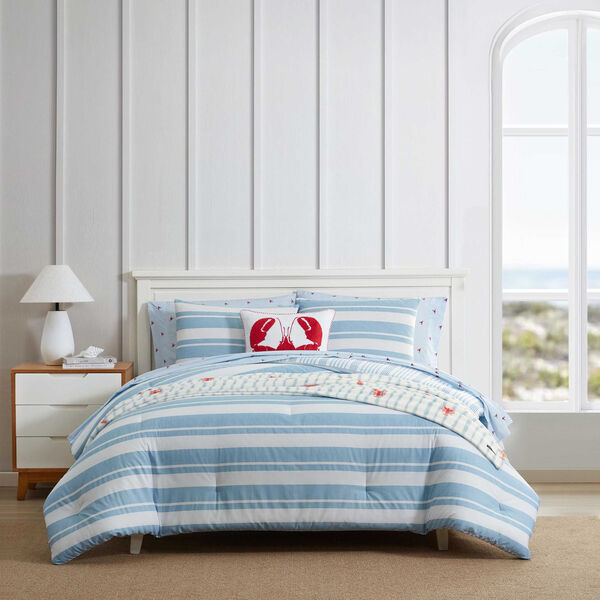 Riverside Stripe Blue King Comforter Set