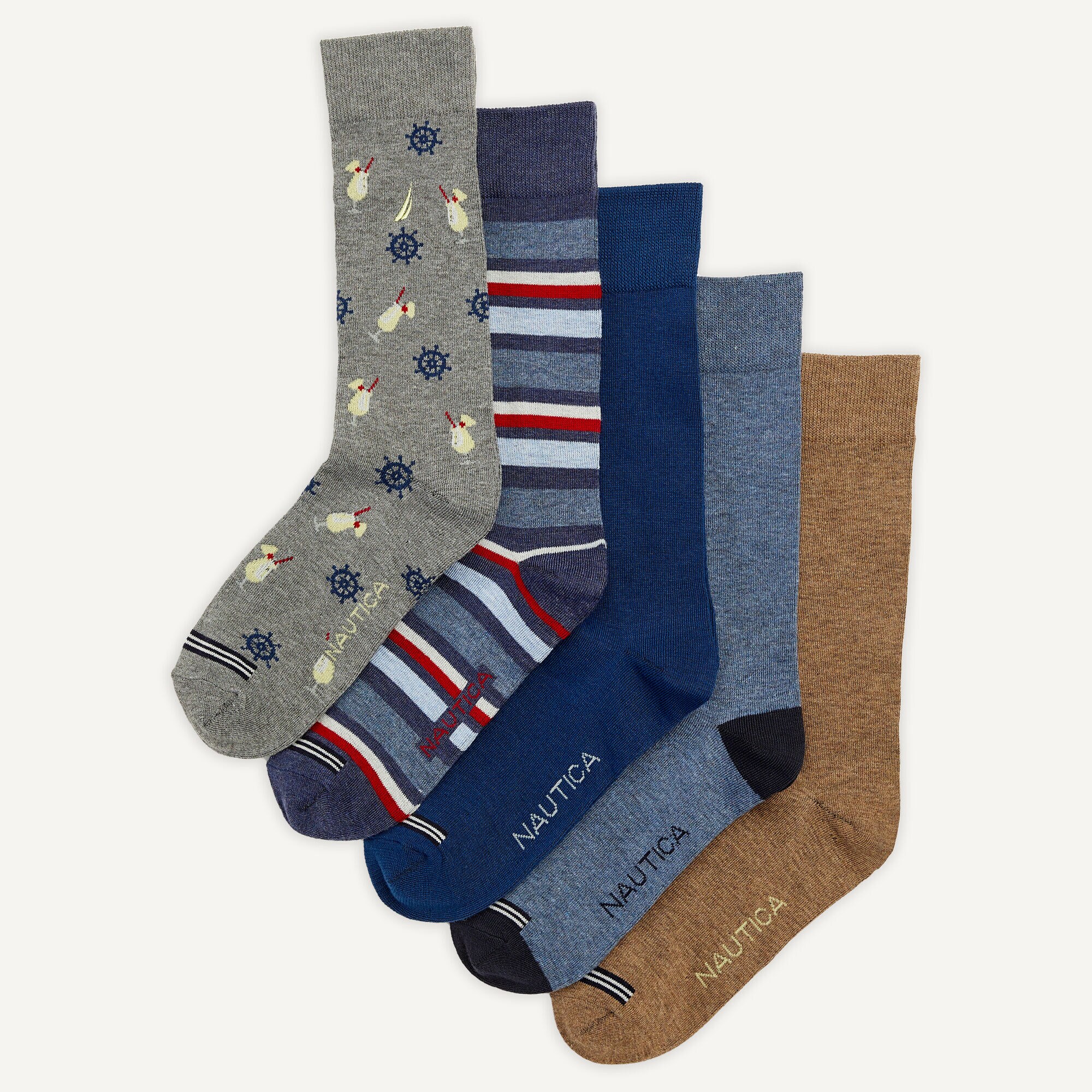 Dress Crew Socks, 5-pack,Multi,large