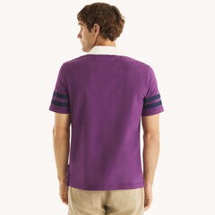Classic Fit Striped Rugby Polo,Plum Classico,large