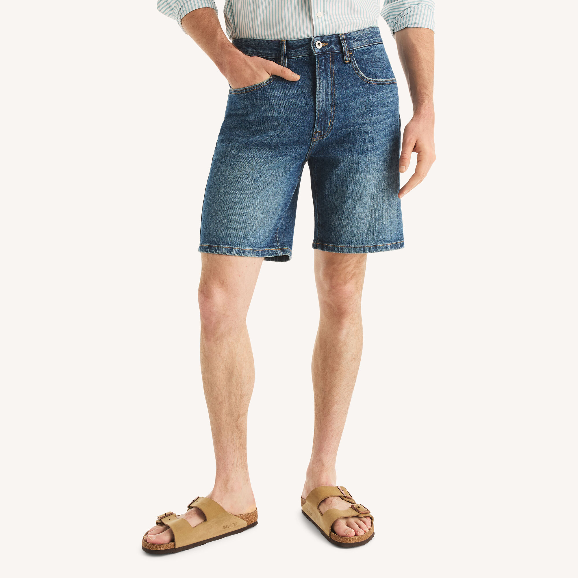 9" Relaxed Denim Short,Sail White,large
