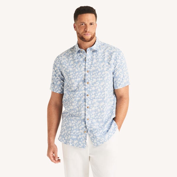 Big & Tall Printed Short-Sleeve Linen Shirt