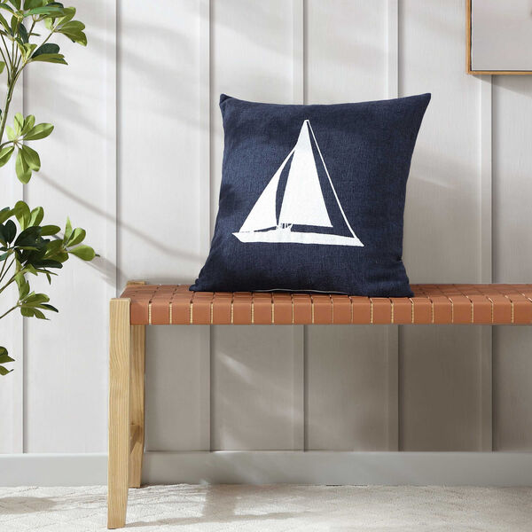 Sailboat Horizons Navy Decorative Pillow