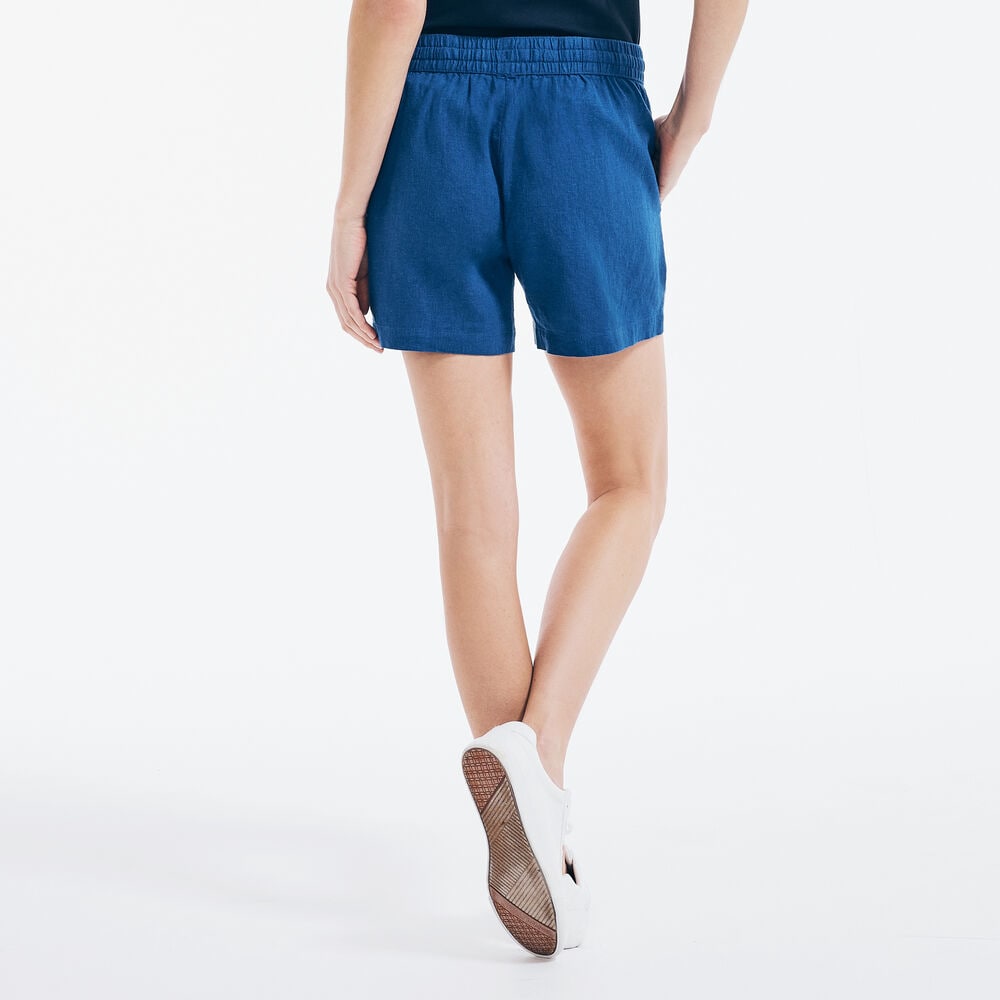 5" LINEN PULL-ON SHORT,Deep Navy Heather,large