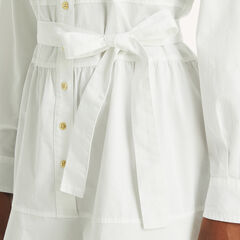 Long-Sleeve Shirt Dress,Bright White,large