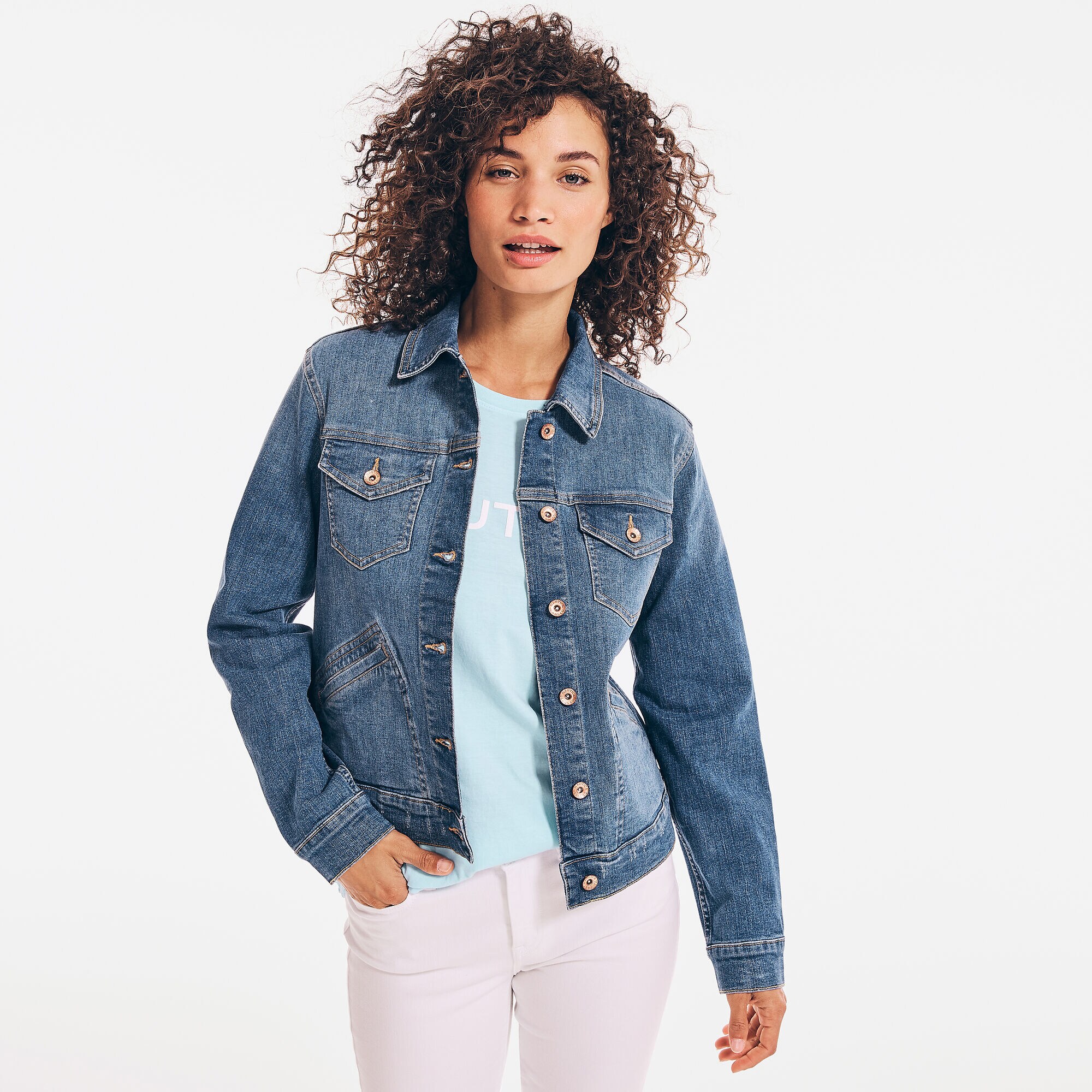 NAUTICA JEANS CO. TRUE FLEX UTILITY DENIM JACKET,Classic Hookline Wash,large