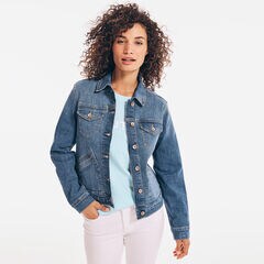 NAUTICA JEANS CO. TRUE FLEX UTILITY DENIM JACKET,Classic Hookline Wash,large