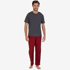 Gingham Flannel Pajama Set,Charcoal Heather,large